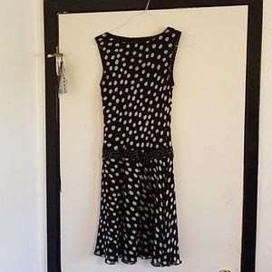 Black silk polka dot dress